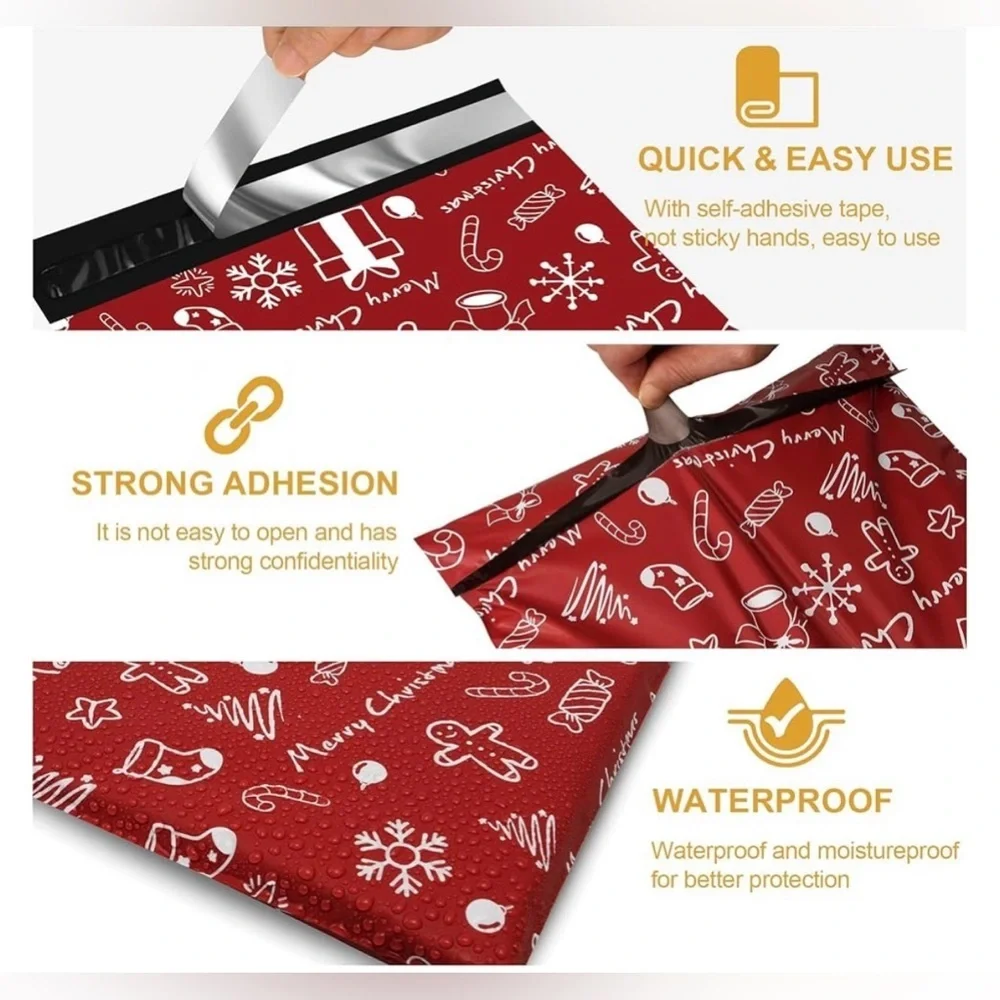 Christmas 20 Poly Mailers red white Merry  Christmas pack of 20 size 10 x 13
